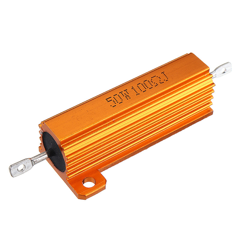 5pcs RX24 50W 100R 100RJ Metal Aluminum Case High Power Resistor Golden Metal Shell Case Heatsink Resistance Resistor