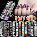 12 Grid Nail Art Acrylic 3D Rhinestone Glitters Beads Studs DIY Tips Decoration