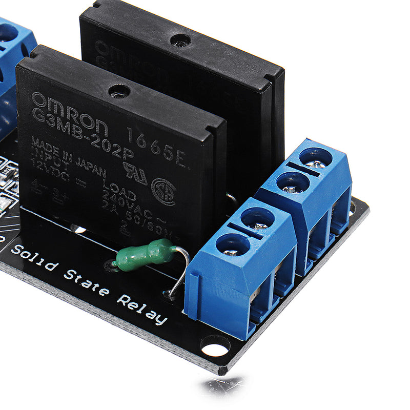 5pcs 2 Channel DC 12V Relay Module Solid State High Level Trigger 240V2A