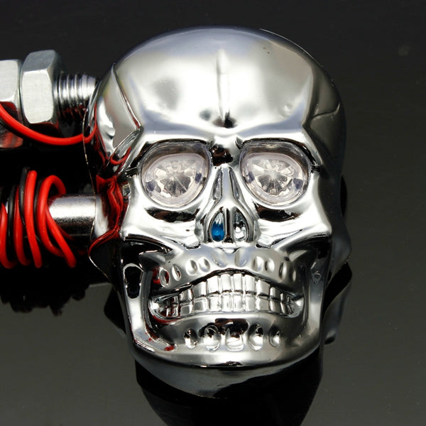 4pcs 12V 0.5W Skeleton Turn Signal Light Motorcycle Skull Head Indicator Lamp