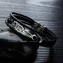 Simple Men's Note Leather  Multi-layer Woven Bracelet