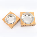 Stainless Steel Durable Double Pet Bowls Dish Dog Cat Stand Feeder Anti Slip Food Water Bowl