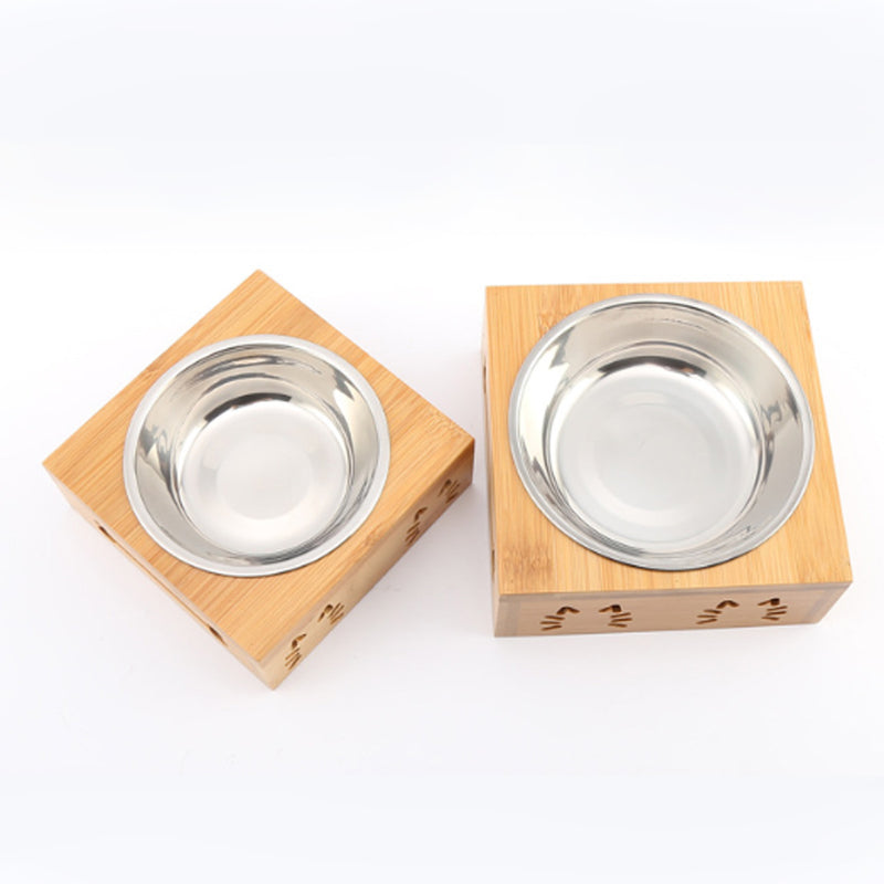 Stainless Steel Durable Double Pet Bowls Dish Dog Cat Stand Feeder Anti Slip Food Water Bowl