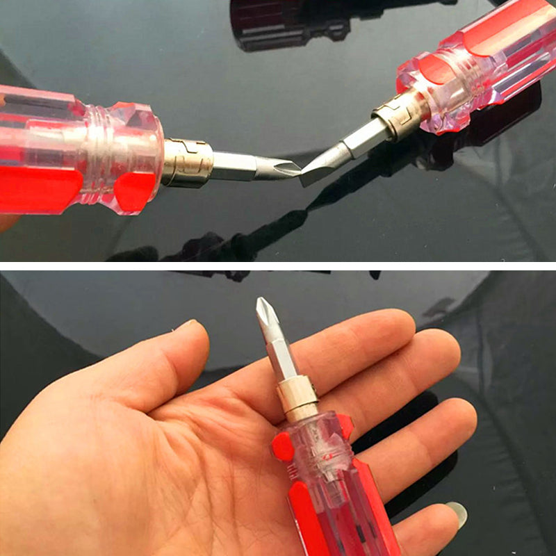 Mini Bidirectional Interchangeable Head Screwdriver Phillips Flat Tip Screwdriver