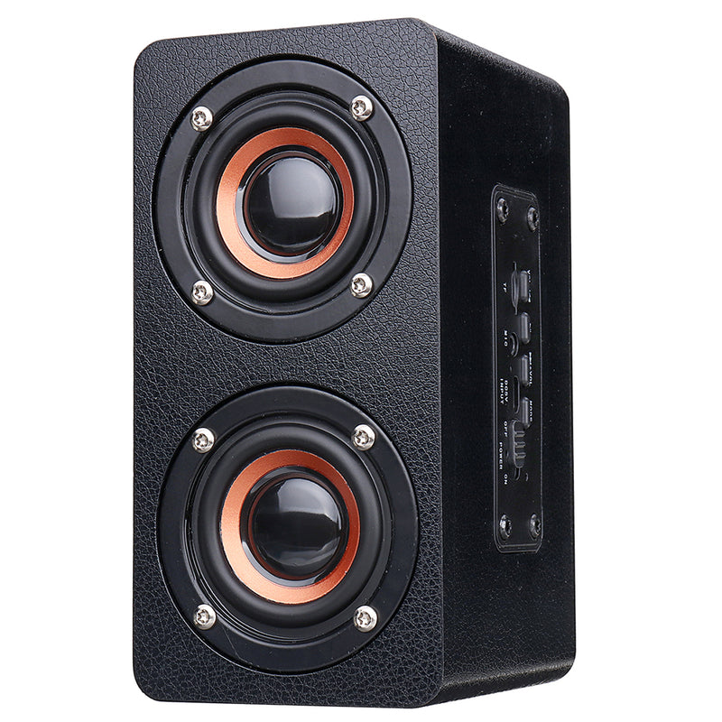 Wooden Stereo Bass bluetooth 4.2 Speaker Audio Music Box with Mini Microphone