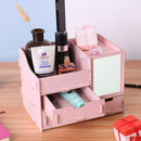 Wooden Cosmetics Storage Box with Mirror Dressing Box Storage Rack Makeup Organizer Storage Baskets