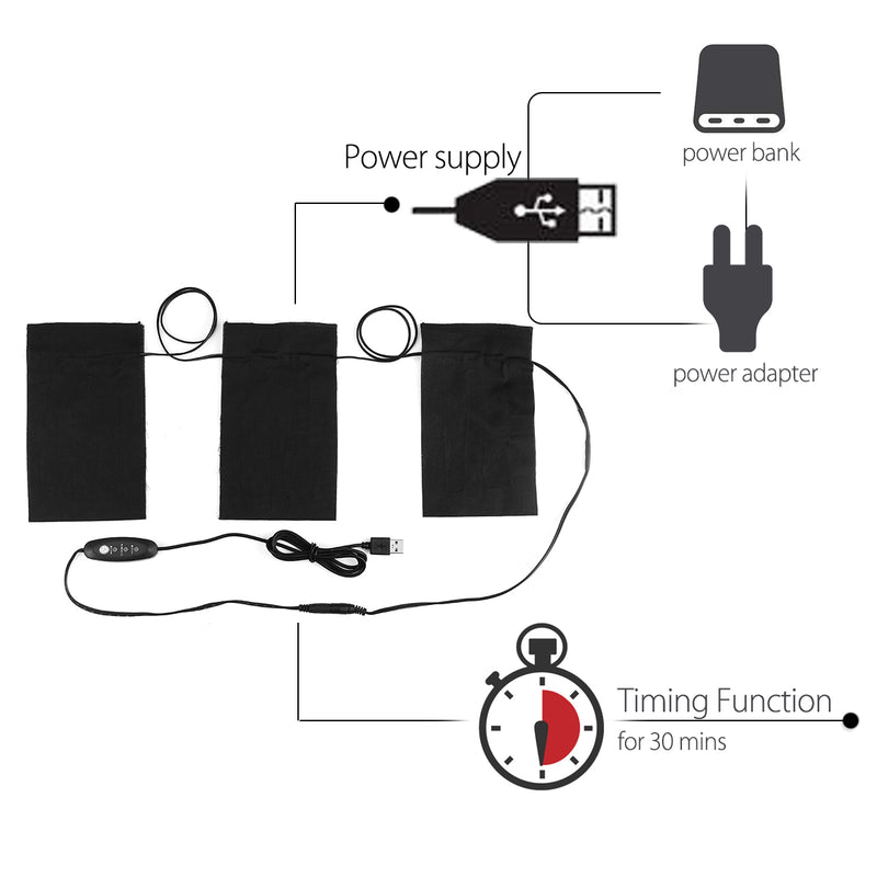 8.5W 5V 2.1A USB Heating 4 Pads 3 Gears Thermal Vest Heated Jacket Motorcycle Warm Winter