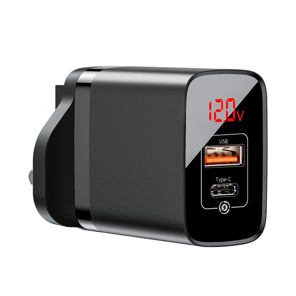 Baseus BS-U911 Mirror Lake Type-C + USB PPS Digital Display Quick USB Charger for iPhone 11 Pro XR X for Samsung Xiaomi Huawei