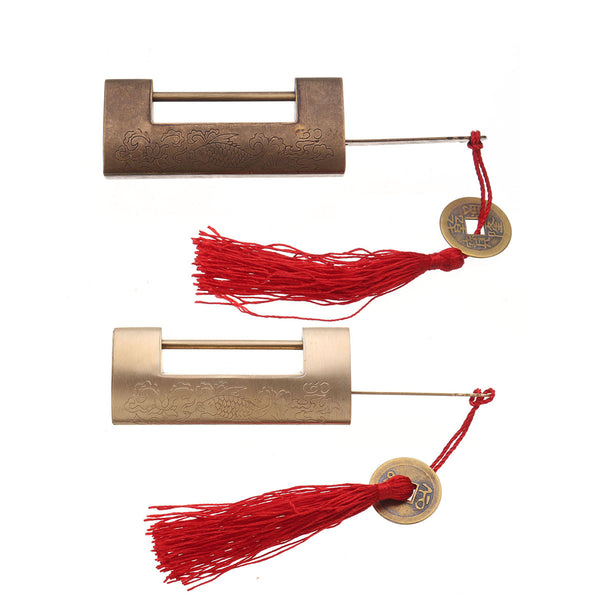 Vintage Old Retro Chinese Style Small Copper Padlock With Keys Padlock for Box