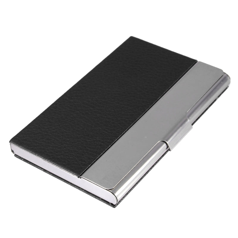 Leather Business Credit ID Name Card Holder Plaid Pattern Metal Frame Case Card Box For Office Supplies