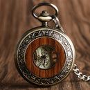 Deffrun Vintage Hand Wind Mechanical Watch Wooden Design Pocket Watches