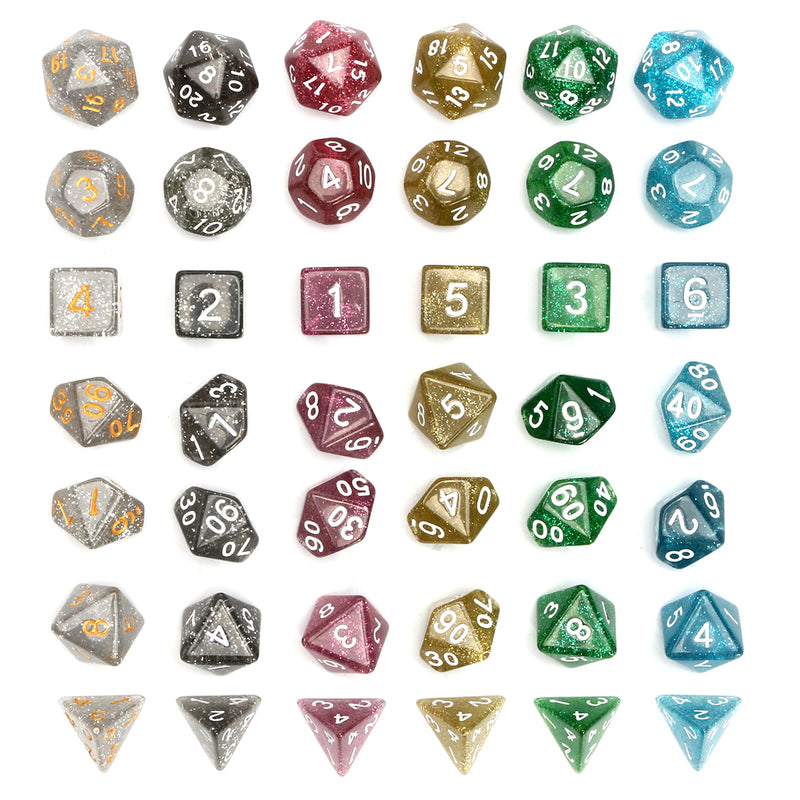 42Pcs Polyhedral Dice Set D20 D12 D10 D8 D6 D4 Games With Bag Velvet Pouches