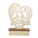 Romantic Lovebirds Wedding LED Light Wooden Ornament Bridal Heart Shape Decorations