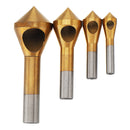 Drillpro 4pcs Countersink Deburring Bit Set Titanium Coated Chamfering Drill Oblique Hole Chamfer