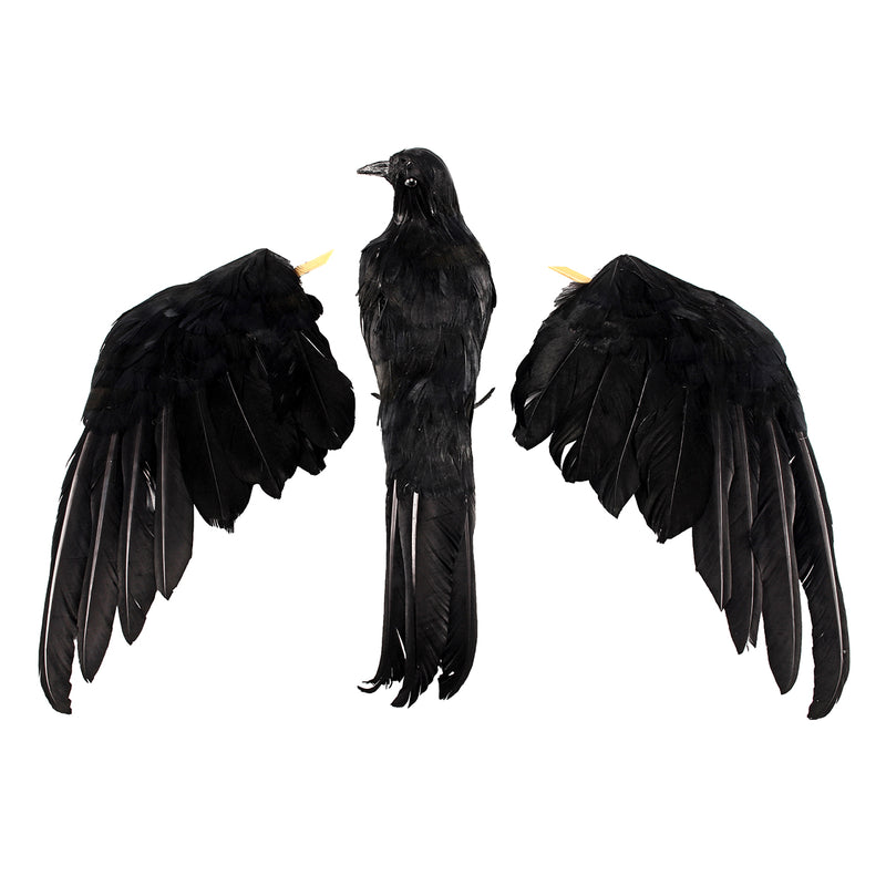 Realistic Looking Halloween Decorations Birds Black Feathered Detachable Crow
