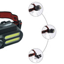 XANES NF-611 LED + 2COB 650LM 4 Modes Headlamp 90Rotatable Multifunctional USB Rechargeable Headlamp Waterproof Outdoor Camping Hiking Cycling Fishing Headlights 18650