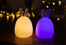 LUSTREON 1W USB Rabbit LED Night Light Silicone Pat Control Multicolor for Children Baby Moon Lamp
