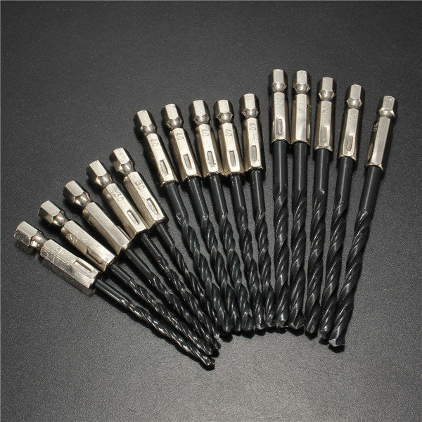 15pcs 3/4/5mm HSS 1/4 Inch Hex Shank Twist Drill Bit