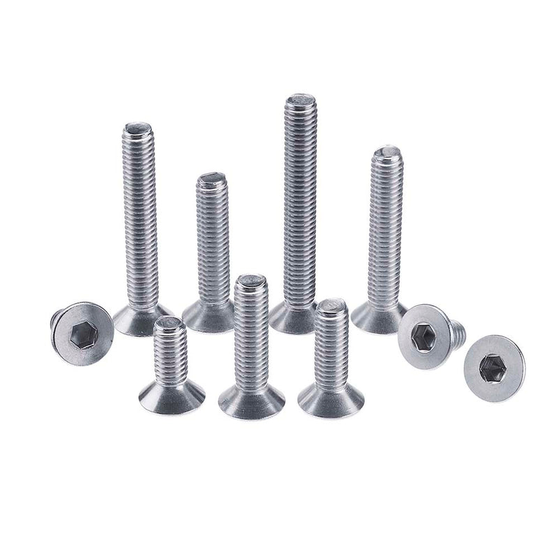 Suleve M6SH1 100Pcs M6 304 Stainless Steel Hex Socket Flat Head Screw Bolts Assortment Set
