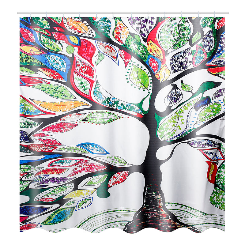 Tree Pattern Prints Bathroom Shower Curtain Non Slip Toilet Lid Cover Rugs Mat