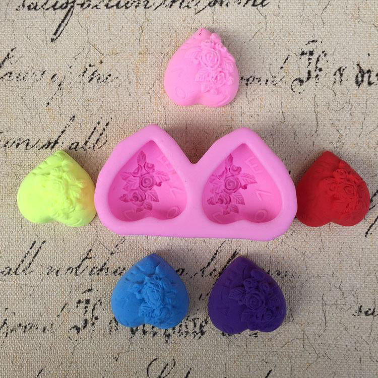Heart-shaped Rose Silicone Baking Mold Fondant Cake Mold DIY Chocolate Handmade Soap Mold Tools