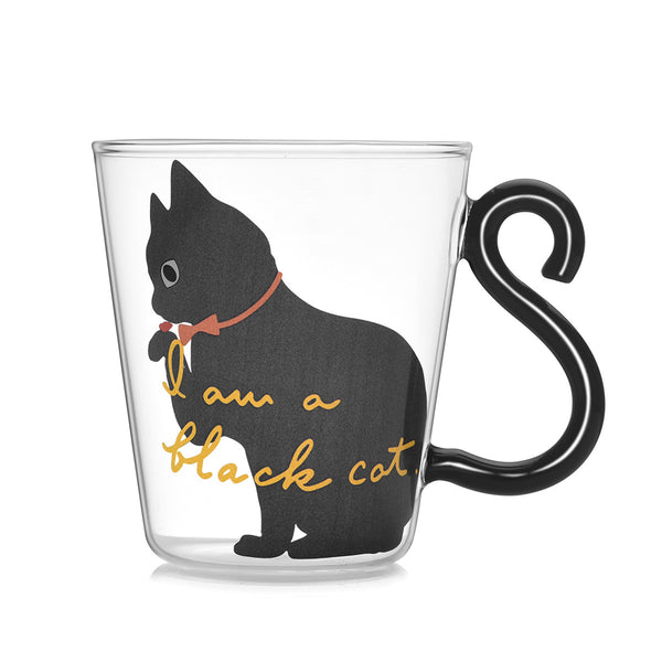 Cat Glass Cartoon Children's Cup Creative Handle Coffee Cup Single-layer Transparent Juice Drink Cup