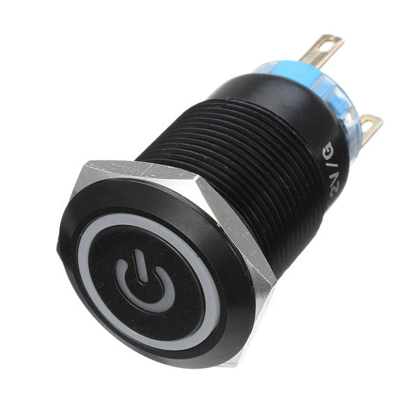 12V 5 Pin 19mm Led Metal Push Button Momentary Power Switch Waterproof Switch Black