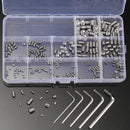 Suleve MXSS3 240Pcs M3/M4/M5/M6/M8 Stainless Steel Hex Allen Grub Screw Socket Flat Point Set Screws Wrench Assortment Kit