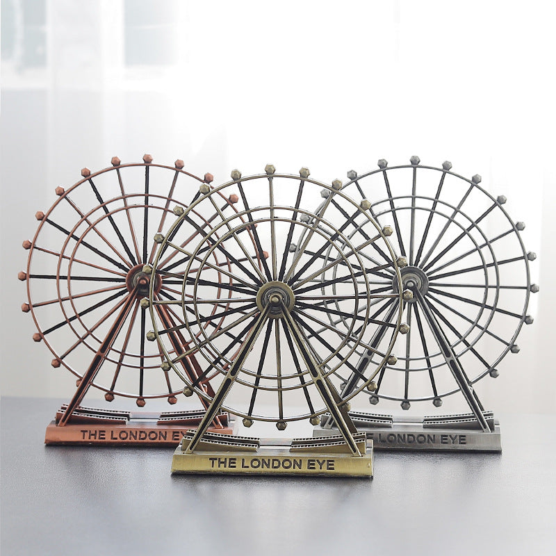 Retro Metal The London Eye Ferris Wheel Ornament England Building Home Office Creative Desktop Decorations Model Souvenirs Gifts