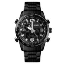 SKMEI 1453 Luxury Men Stopwatch Calendar Sport Stainless Steel Dual Disaplay Digital Watch
