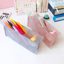 Transparent Obliquely Inserted Pen Pencil Holder Desktop Organizer Plastic Makeup Brushes Lipsticks Storage Box Stationery Holder