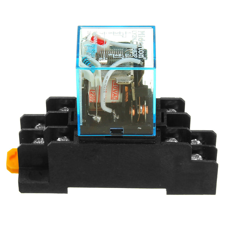 5Pcs AC220V Coil Power Relay LY2NJ JQX-13F DPDT 8 Pin PTF08A With Socket Base