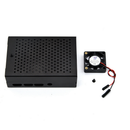 Aluminum Alloy Porous Case + Cooling Fan DIY Kit Porous Radiating Metal Enclosure Protective Shell for Raspberry Pi 4B Only