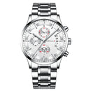 CRRJU 2261 Men Calendar Fashion Dial Simple Needle Full Steel Strap Luminous Display Quartz Watch