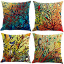 Cotton Linen Seat Back Cushion Cover Pillowcase Cushion Case Branch Birds Home Decor Gift