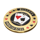Metal Poker Guard Card Protector Coin Chip Gold Color Plated With Round Plastic Case