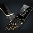 TKEXUN M2 Plus 3G WCDMA Network Flip Phone 5800mAh 3.0 inch Dual Touch Screen Blutooth FM Dual Sim Card Flip Feature Phone