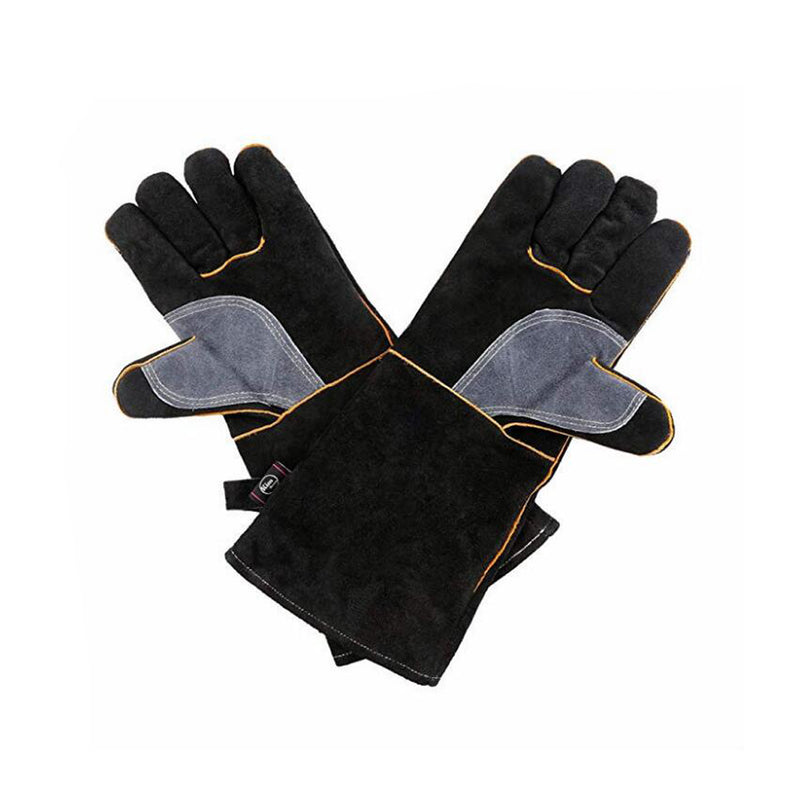 2Pcs Heavy Duty Wood Burner Welding Gloves Heat Resistant PU Leather Stoves Barbecue Work Gloves