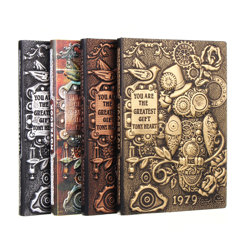 Home Gift Journal PU Cover Writing Pads Hardcover Travel Retro Embossed Notebook Handcraft Diary School