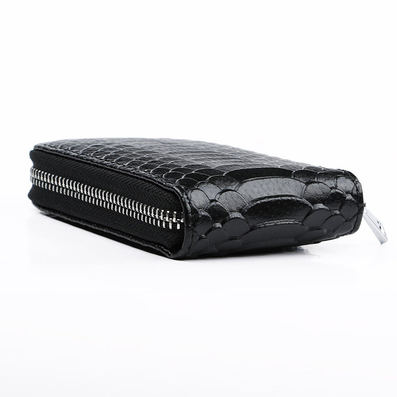 High Quality Zipper Around Genuine Leather Crocodile Pattern Card Holder Wallets Coin Purse