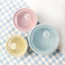3pcs Colorful Porcelain Sealed Bowls Set Large Soup Salad Bowl Set With Lids Tableware