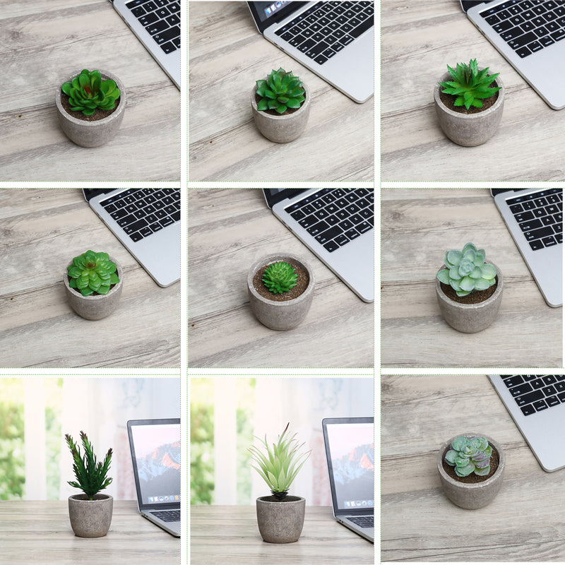 10Pcs PVC Artificial Succulent Flocking Plants Foliage  Landscape Garden Decorations