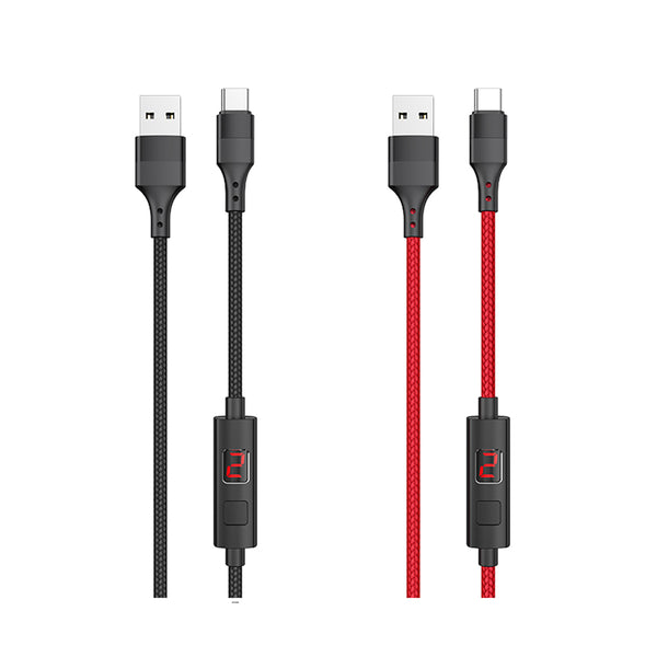 HOCO 3A Type C Micro USB LED Display Timing Control Fast Charging Data Cable For Huawei P30 Pro Mate 30 Xiaomi Mi9 9Pro S10+ Note 10