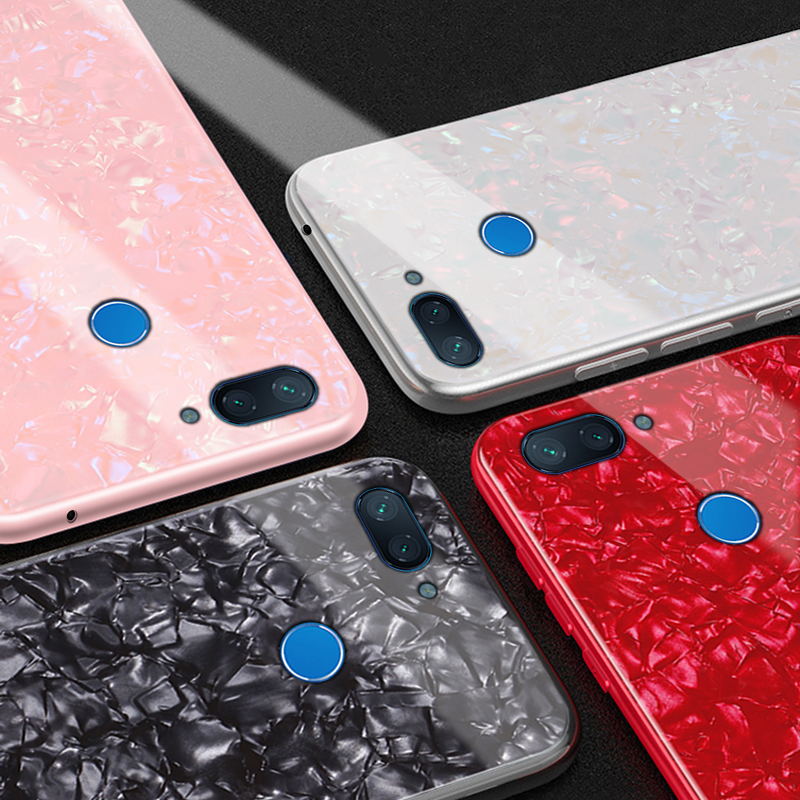 Bakeey Shell Glossy Soft Frame Hard Back Tempered Glass Protective Case for Xiaomi Mi 8 Lite