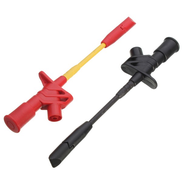 2Pcs Fully Insulated Quick Piercing Test Clips Multimeter Test Probe Spring Load