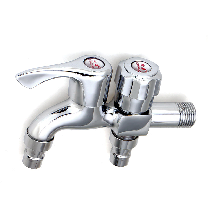 Wall Mount Single Cold Washing Machine Faucet 1/2'' Double Spouts 2 Handles Water Tap Garden Faucet Bathroom Bidet Faucet