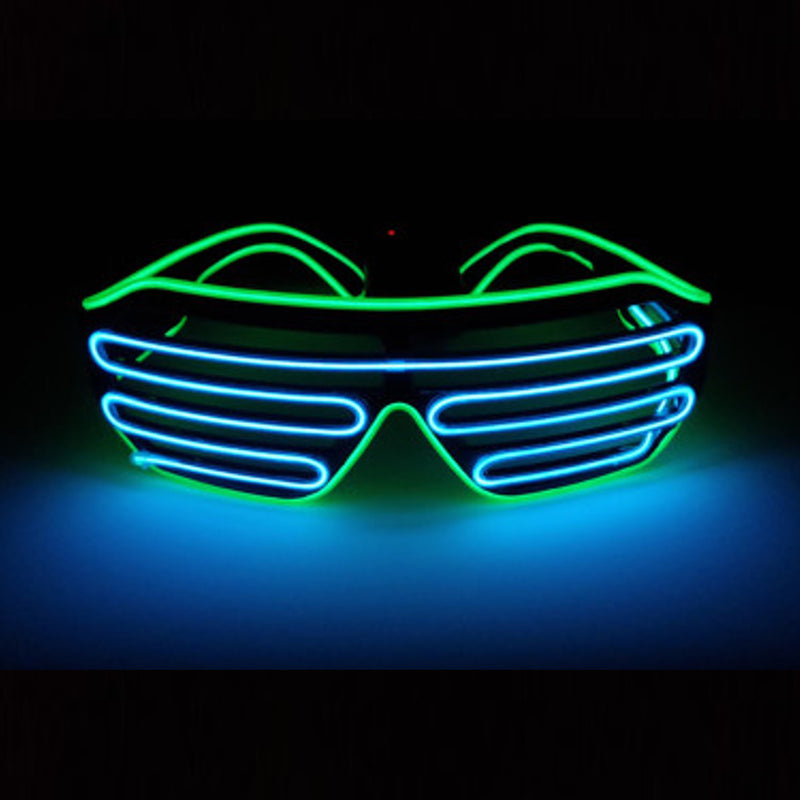 Smart Remote Control EL Glasses EL Wire Fashion Neon LED Light Up Shutter Shaped Glasses Rave DJ Bright Costume Party