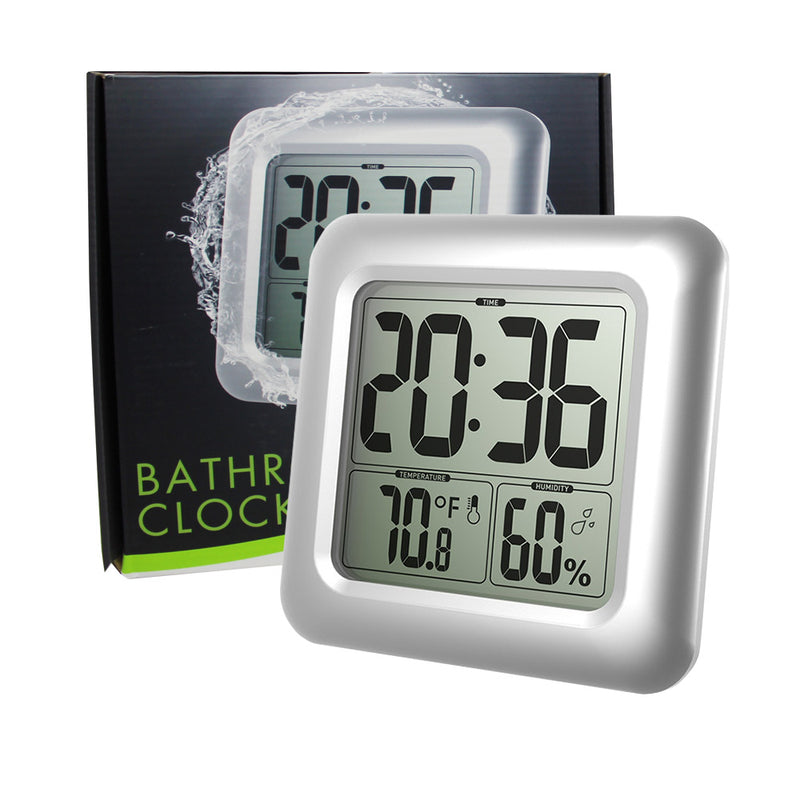 Waterproof Wall Clock Shower Bathroom Digital Clock Table Hygrometer Thermometer