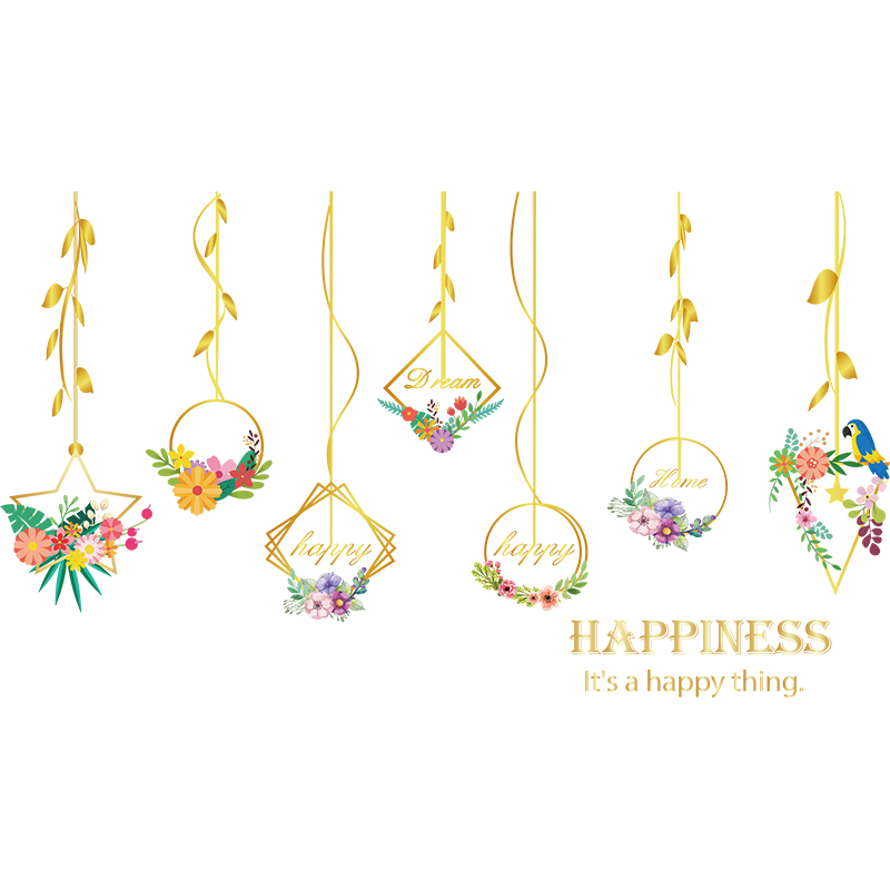 Miico SK9351 Metal Flower Hanging Basket Living Room Bedroom Background Decorative Wall Sticker