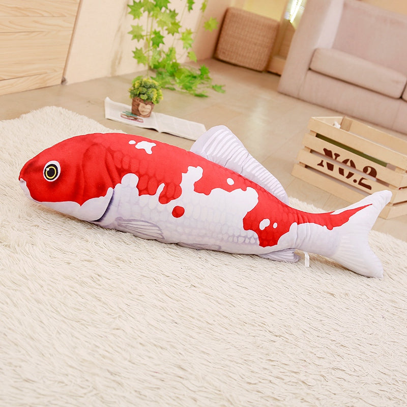 KCASA KC Taisho Showa Red White Gibel Carp Golden Koi Fish Stuffed Plush Toy Cotton Goldfish Cushion